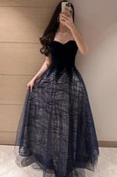 فستان سهرة أوف شولدر لون كحلي