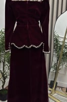 فستان سهرة أنيق شتوي لون عودي