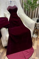 فستان سهرة أنيق شتوي لون عودي