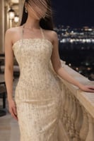 فستان سهره ناعم اوف شولدر لون بيج