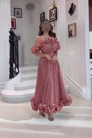 فستان ناعم اوف شولدر لون عودي