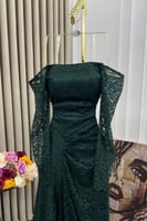 فستان سهرة أنيق أوف شولدر لون أخضر