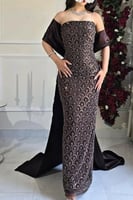 فستان سهره مشغول لون بني