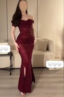 فستان سهره أوف شولدر ثلاث الوان فوشي و اخضر وموف