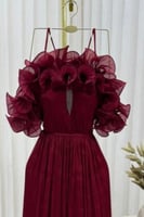 فستان ناعم اوف شولدر لون عودي