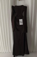 فستان ناعم وف شولدر لون بني