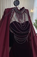 فستان سهرة أنيق شتوي لون عودي