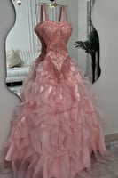 فستان سهره مشغول لون وردي