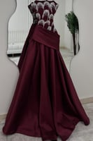 فستان سهر اوف شولدر لون عودي