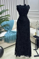 فستان سهره توب بأكمام منفصلة لون أسود