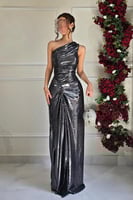 فستان سهره أوف شولدر لون رمادي