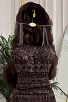 فستان سهره أوف شولدر با لون بني