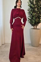 فستان أوف شولدر لون عودي