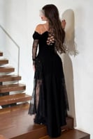 فستان سهرة أوف شولدر لون اسود