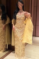 فستان سهره اوف شولدر لون ذهبي