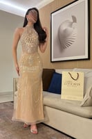 فستان سهره مشغول لون بيج