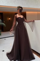 فستان ناعم توب قطعتين لون بني