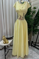 فستان سهره أوف شولدر لون أصفر