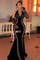 فستان سهرة أنيق شتوي لون اسود