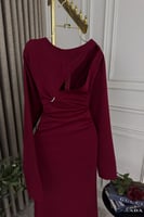 فستان ناعم بأكمام طويله لون احمر