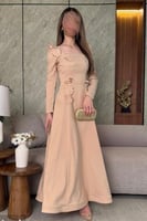 فستان أوف شولدر لون بيج