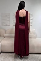 فستان سهرة أنيق لون عودي