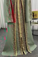 جلابيه قطعتين بأكمام طويلة مزين بالخرز لون أخضر