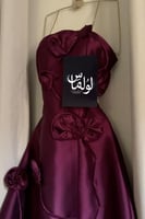 فستان سهره توب مزين بورود لون خمري