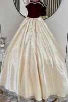 فستان سهرة أنيق بلون عودي و بيج