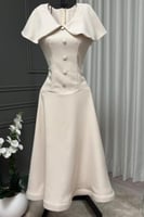 فستان سهر اوف شولدر لون بيج