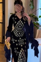 جلابية اوف شولدر لون كحلي