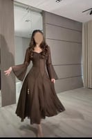 فستان أوف شولدر لون بني