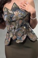 فستان سهره مشغول توب لون سماوي