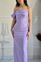 فستان سهرة توب مزين بالخرز لونين