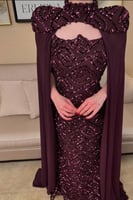 فستان سهرة أوف شولدر لون ليلكي