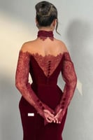 فستان سهرة أنيق شتوي لون عودي