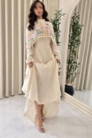 جلابية ناعم اوف شولدر لون بيج