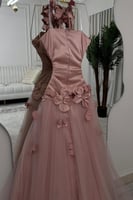 فستان سهره مشغول لون وردي