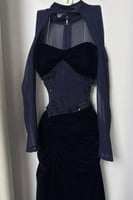 فستان سهرة أنيق شتوي لون كحلي