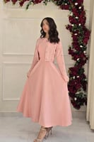 فستان ناعم أوف شولدر بالونين ازرق و وردي