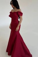 فستان سهره أوف شولدر لون أحمر