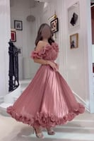 فستان ناعم اوف شولدر لون عودي