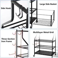 رف معدني متعدد الاستخدامات بعجلات