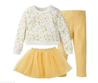 بدلة 3 قطع ( بلوزه قطن = تنوره تول+ لقنز قطن)