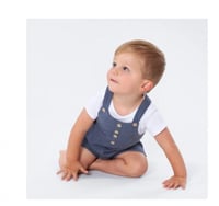 أوفرول بقماش الشاش أزرق مناسب للجنسين