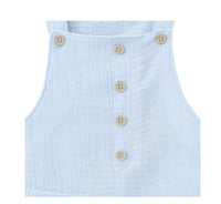 أوفرول بقماش الشاش أزرق مناسب للجنسين