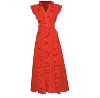 فستان رفلز باكمام قصيرة