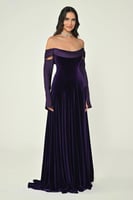 فستان سهرة مخمل بنفسجي الفابيتا