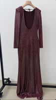 فستان ترتر طويل ناعم برغندي