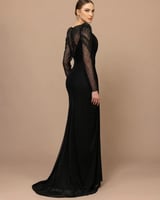 فستان سهره كينزال تل باكمام شك وذيل منسدل